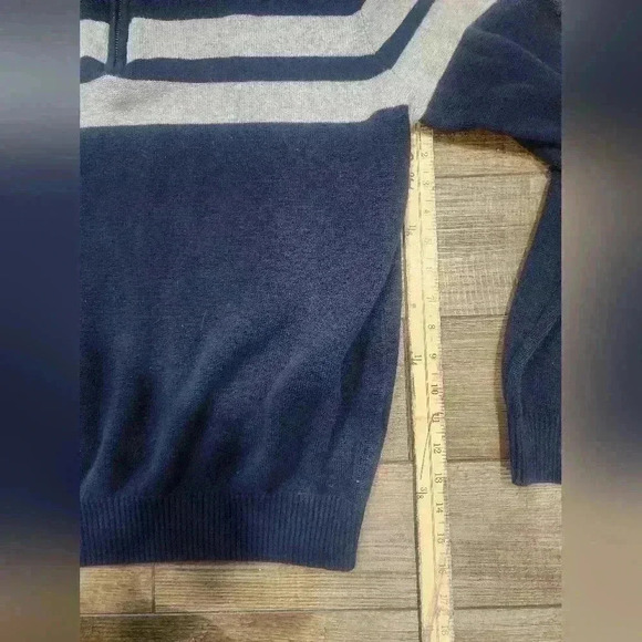 Tommy Hilfiger Quarter Zip Pullover Sweater Men Large Blue 100% Cotton Soft - Picture 6 of 6